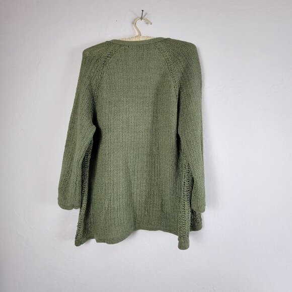 Coldwater Creek Women Open Front Textured Knitted Cardigan Sweater Small 8 Green - Picture 2 of 8